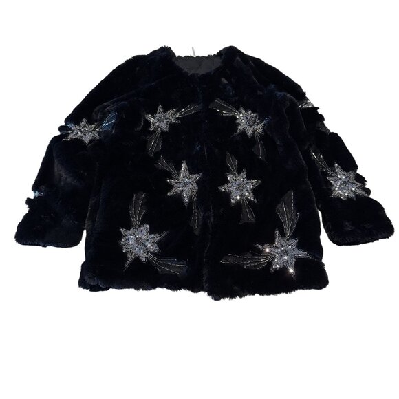 Free People Jackets & Blazers - Free People Starry Skies In Her Eyes Black Faux Fur Jacket Women's Size Small S